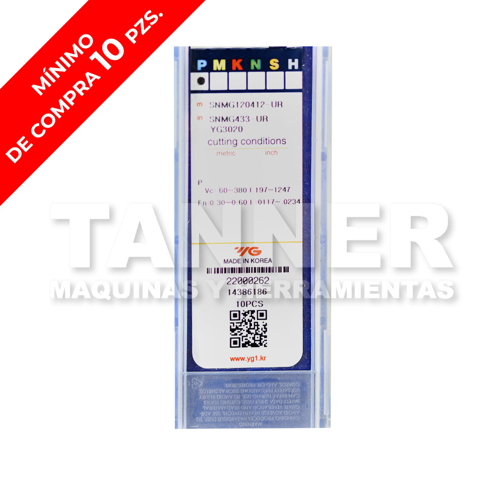 INSERTO SNMG120412-UR-YG3020/SNMG433-UR