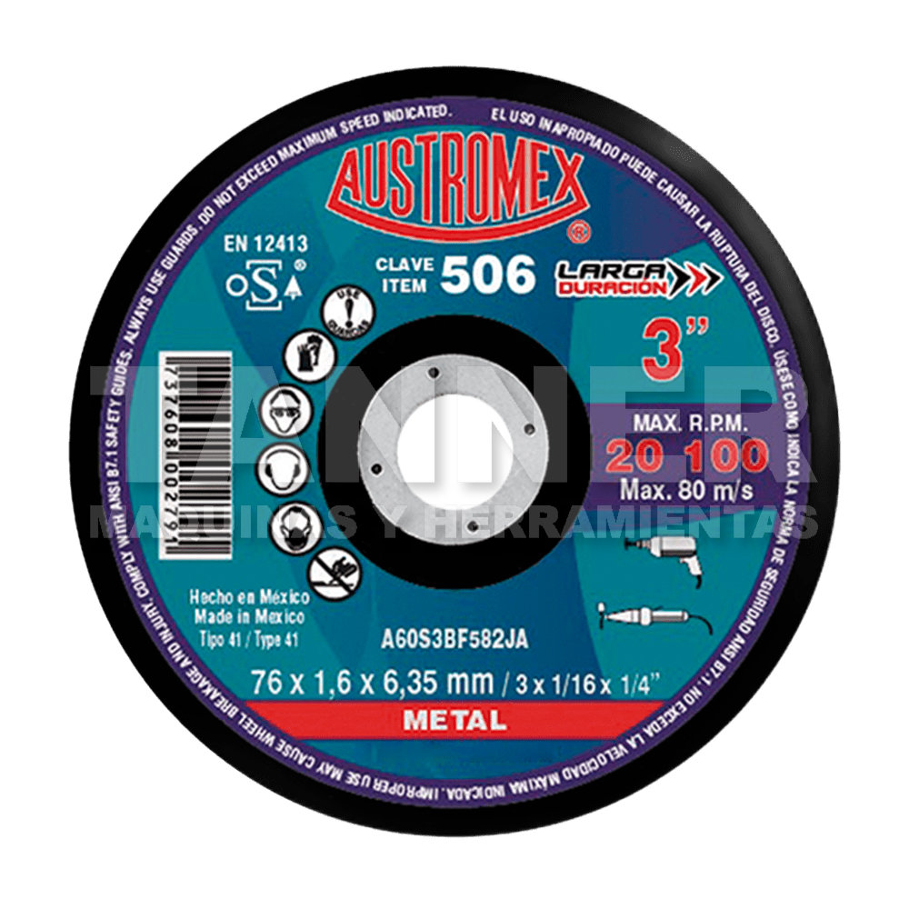 DISCO PARA CORTE DE METAL 76X1.6X6.35