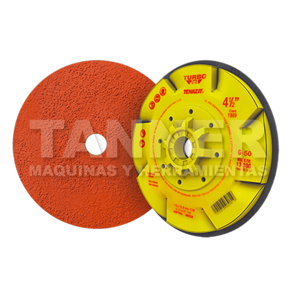 FIBRODISCO DE GRANO CERAMICO PLUS CON RESPALDO ABS - TURBO JET GRANO 50 115 x 15.9-11