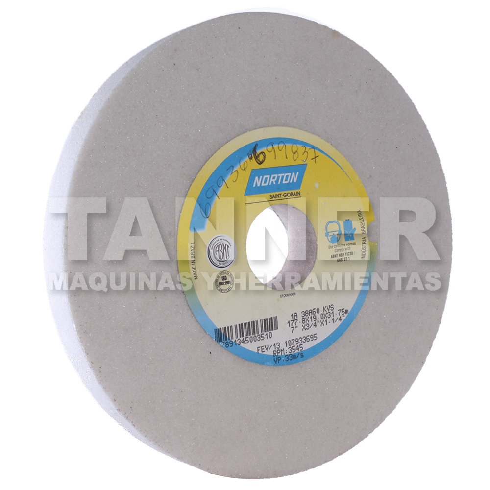 RUEDA VITRIFICADA 7X3/4X1-1/4 G60 OXIDO-ALUMINIO BCO